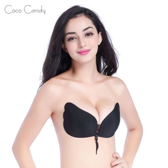 🆕Self Adhesive Black Strapless Push Up Sticky Bra - Picture 2 of 8